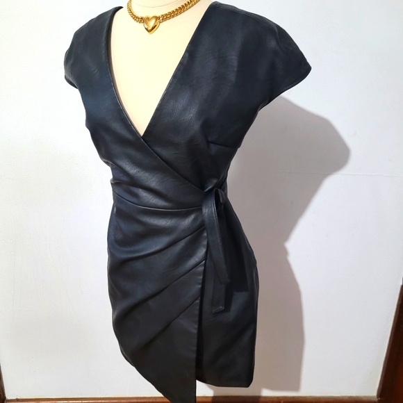 Vegan leather wrap dress - Picture 1 of 4